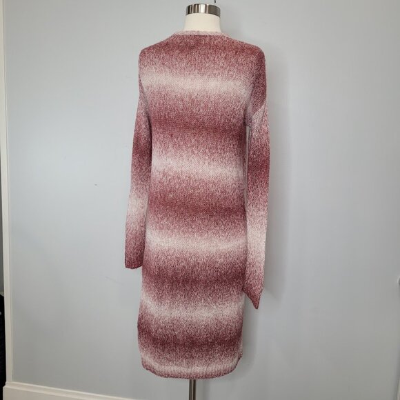 Sun & Shadow Longline Knit Pink Long Sleeve Ombre Open Front Cardigan Sweater - Picture 8 of 11